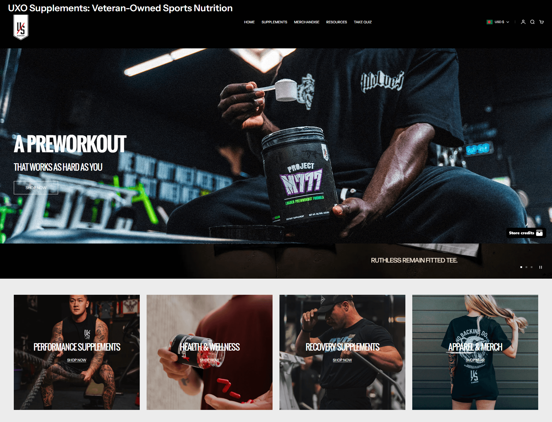 UXO Supplements – Mission-Driven, Action-Focused Nutrition Landing Page