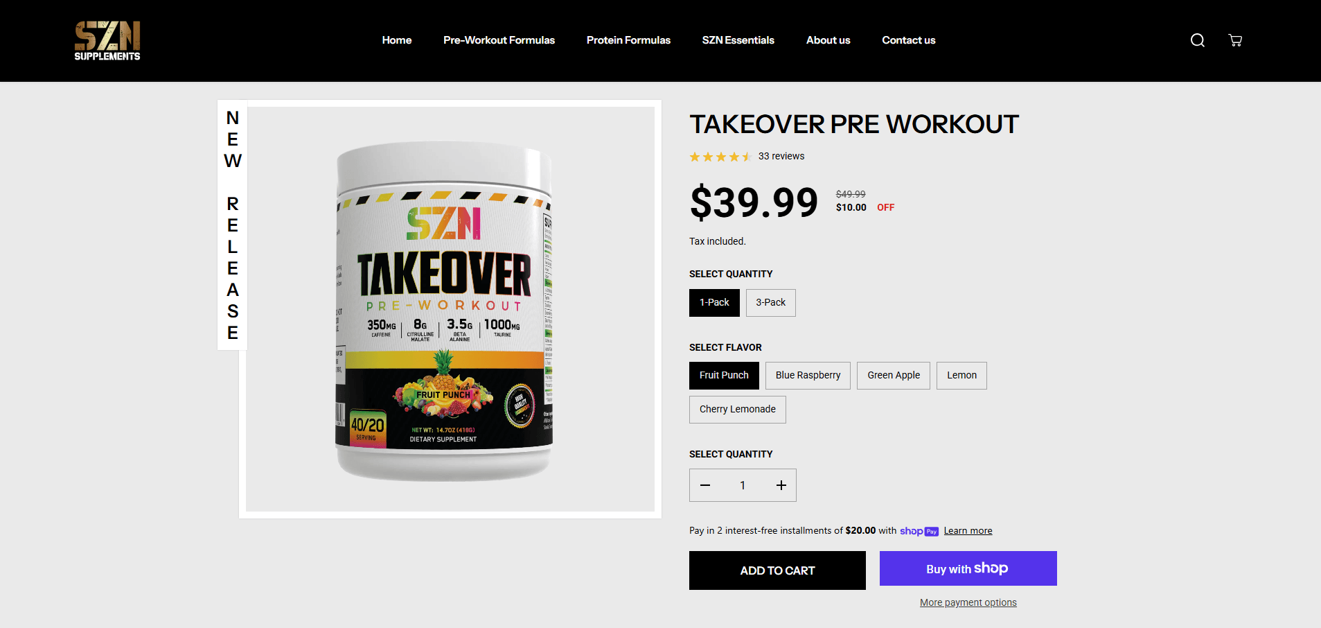 SZN Supplements – Athlete-Driven Hero and Performance-Focused Landing Page