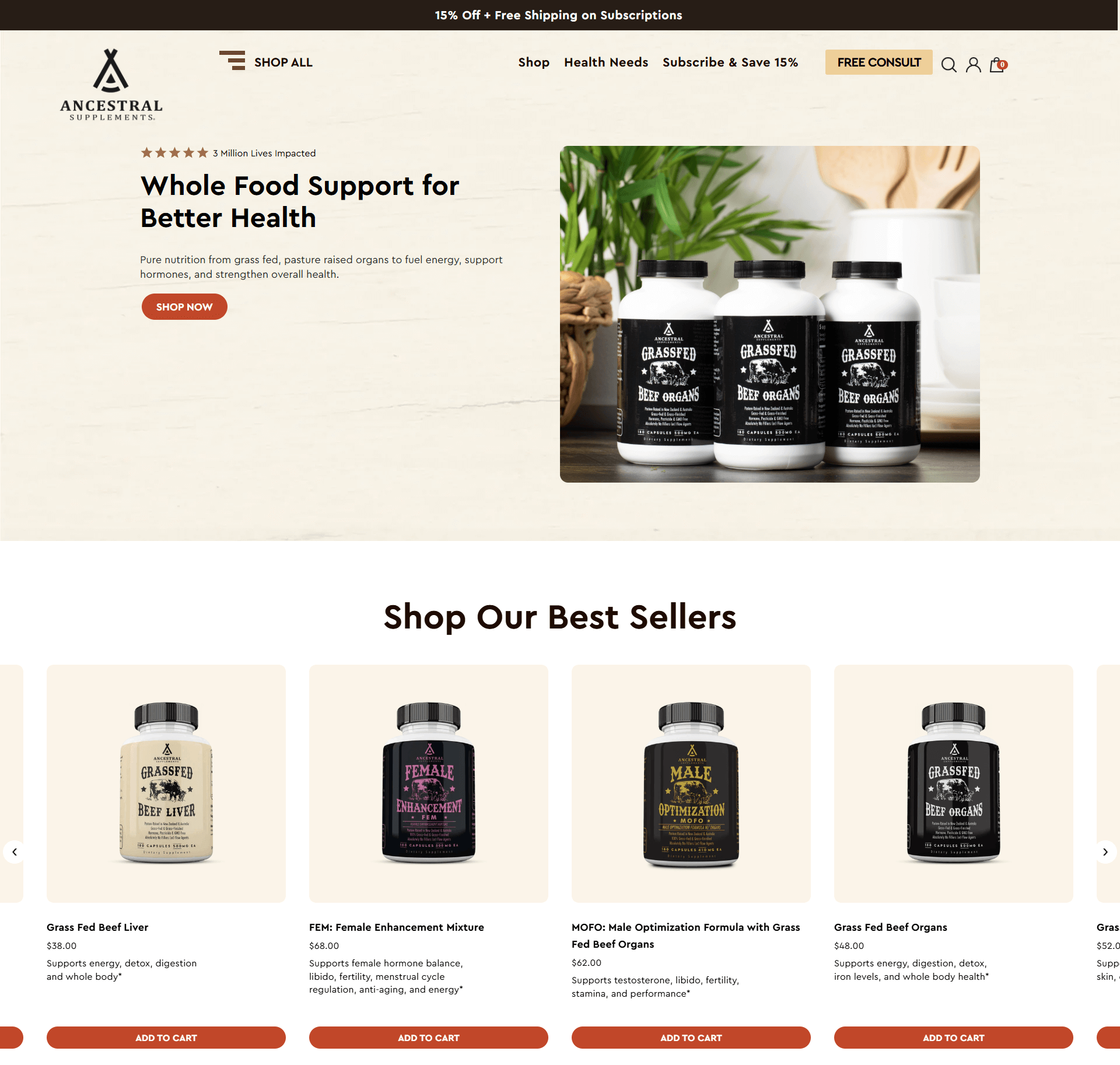 Ancestral Supplements – Nature-Driven, CRO-Optimized Landing Page Design